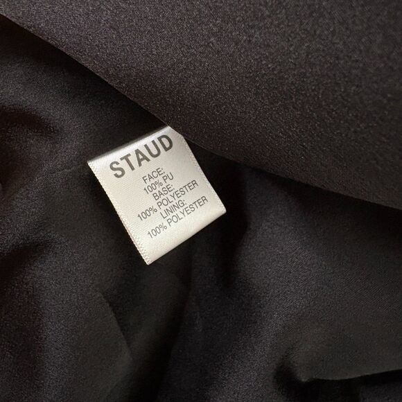 STAUD Black Dressy Vegan Leather Oversized Blazer Jacket Womens Size Large - Picture 6 of 6